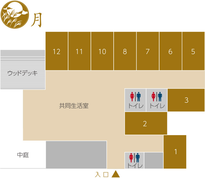 千葉県木更津市にある社会福祉法人梅香会・特別養護老人ホーム「いわね潮の香園」フロアのご案内1F展開図画像